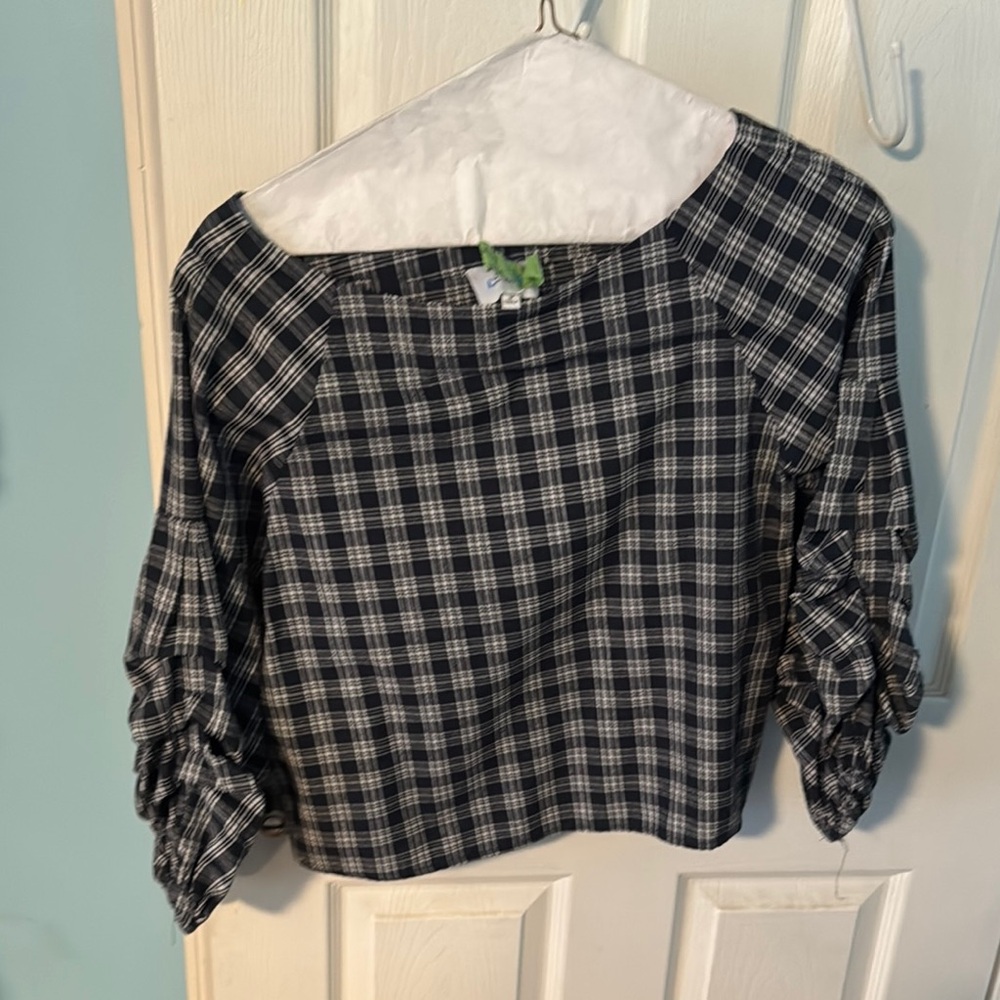 Plaid Black and White Women's Top